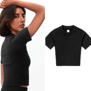 NEW Everlane The Seamless Tee XS/S Black Ribbed Short Sleeve Crew Crop Top Shirt